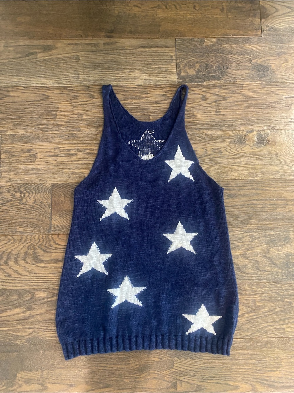 Navy Star Knit Sweater Tank Top